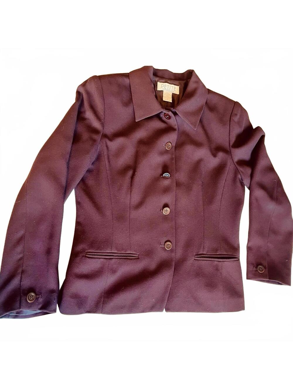 Petite Sophisticate Plum Blazer Jacket Button Front Career Wear